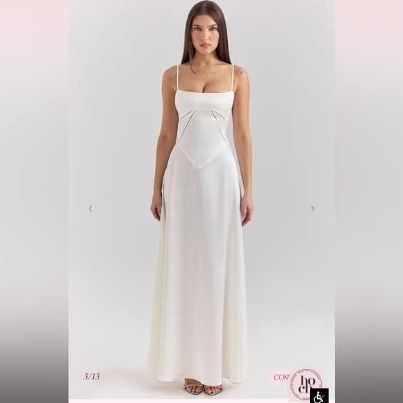 House of CB Dresses & Skirts - House of CB Anabella Satin Lace-Up Gown Ivory